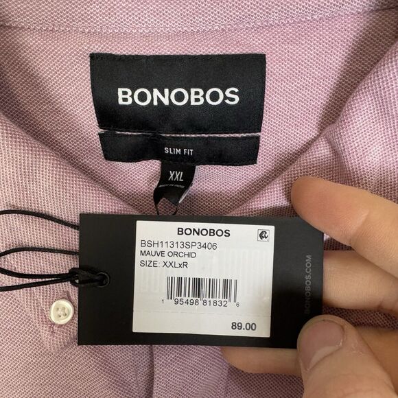 Bonobos Shirt XXL Pink Slim Fit Long Sleeve Button Down Cotton Stretch - Picture 3 of 7